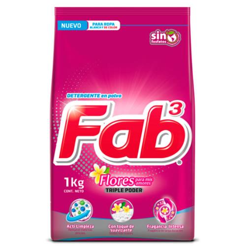 Detergente Fab 3 Poderes Flores1kg